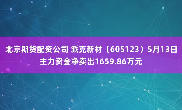 北京期货配资公司 派克新材（605123）5月13日主力资金净卖出1659.86万元