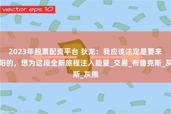2023年股票配资平台 狄龙：我应该注定是要来太阳的，想为这段全新旅程注入能量_交易_布鲁克斯_灰熊