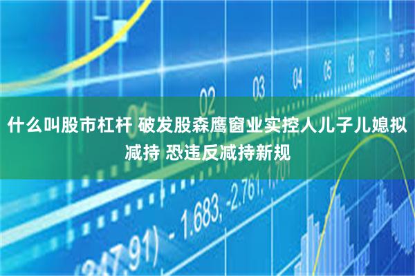 什么叫股市杠杆 破发股森鹰窗业实控人儿子儿媳拟减持 恐违反减持新规
